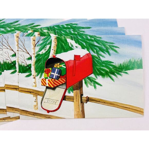 11 Vintage Conimar Christmas Postcards 4"x6" Mailbox Presents Snow Tree Fence - Picture 2 of 6